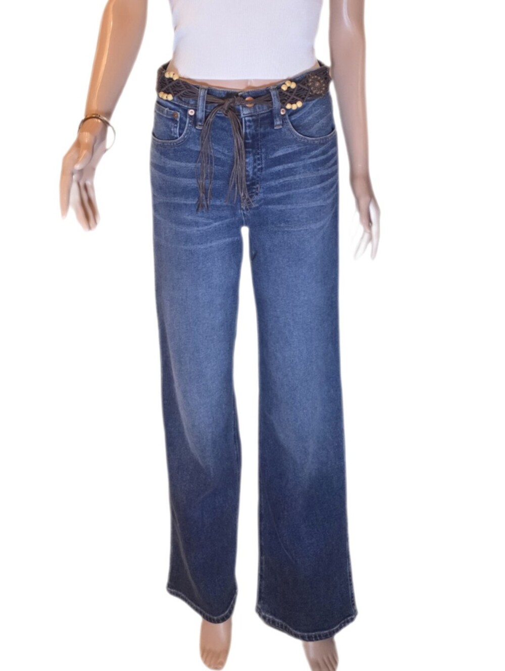 J. Crew Reimagined Dark Blue Wide Leg Jeans Sz 28 - Picture 4 of 17